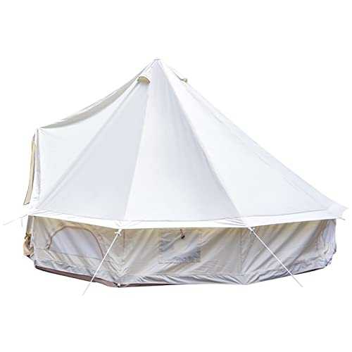 ROSG Cotton Canvas Glamping Tent, Heavy Duty Waterproof Yurt Tent for 2/4/6/8 Person, Bell Tent with Stove Jack, Pyramid Tent for Festivals and Human shelter for inhabiting or Leisure