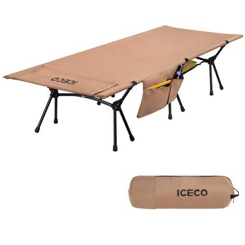 ICECO Camping Cot for Adults, Folding Cot for Camping, Portable Bed Sleeping Cot, Lightweight Backpacking Cot Strong Support 400 Lbs, Tent, Outdoor, Hiking, Travel, RV, Beach
