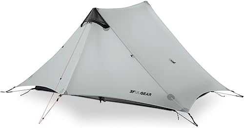 RXFSP 3F UL Gear Lanshan Ultralight Tent 3/4 Season Camping Tent, Ideal for Garden Camping, Outdoor Lightweight Camping Shelter and Hiking Tent (4 Seasons, Grey-2 Person)