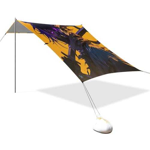 Curious Men Pop Up Beach Tent Yellow Black UPF50 Waterproof Beach Tent with Sand Pockets for Backyard, Grassland, Park