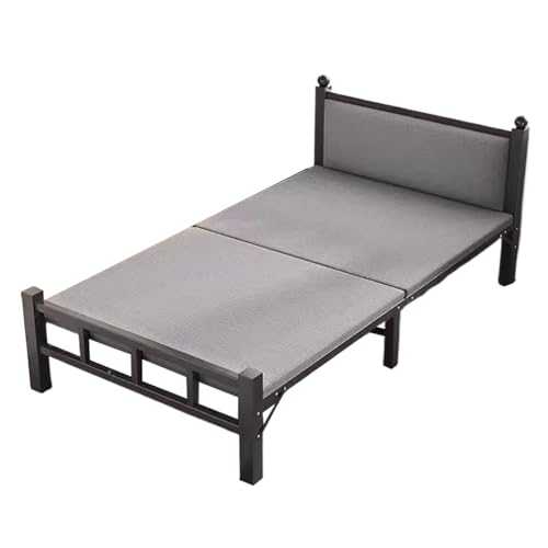 GXXINGIN Portable Folding Bed，Adult folding bed,Folding Cots for Adults with Mattress, Soft-covered Headboard Reinforced Crossbeam Easy to Use, Guest Bed Foldable, for Home Dormitory(100 * 190CM)