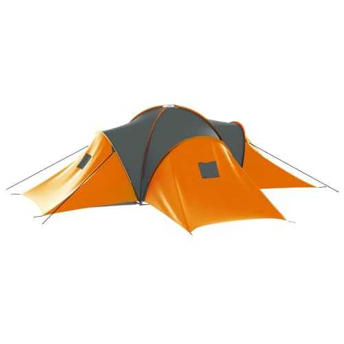 Waterproof Camping Tent 6~9 Persons Tunnel Tent Large Family Tent for Camping Hiking Travel Gray+Orange