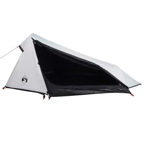 ** vidaXL Camping Tent Tunnel 1-Person - White Blackout Fabric, Waterproof & Wind Resistant, Easy Setup, Compact & Lightweight Hiker Shelter