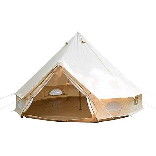 ROSG Cotton Canvas Tent with Stove Jack, 20ft Waterproof Bell Tent for Glamping, 4 Season Luxury Outdoor Camping Yurt Tent 10-12 Person, Great for Family Camping