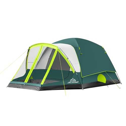 JELUCAMP 6/8 Person Large Waterproof Family Tents for Camping, Screened Camping Tent with Screen Porch, Bug-Free Relaxation & Easy Setup, Includes Rainfly & Carry Bag