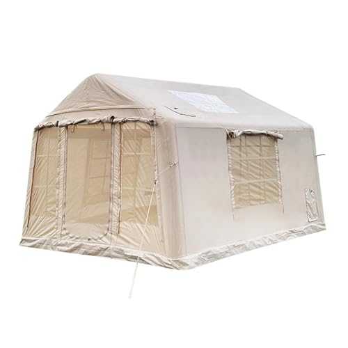 Inflatable Camping Tent with Pump, 4 Season 9㎡ Cabin Tent, Easy Setup Glamping Tents, Windproof Outdoor Oxford Tent with Carrying Bag