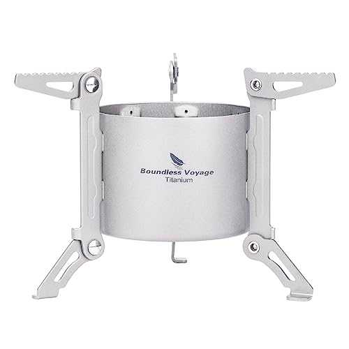 Boundless Voyage Titanium Mini Alcohol Spirit Stove with Foldable Stands Legs Outdoor Camping Ultralight Backpacking Burner Furnace