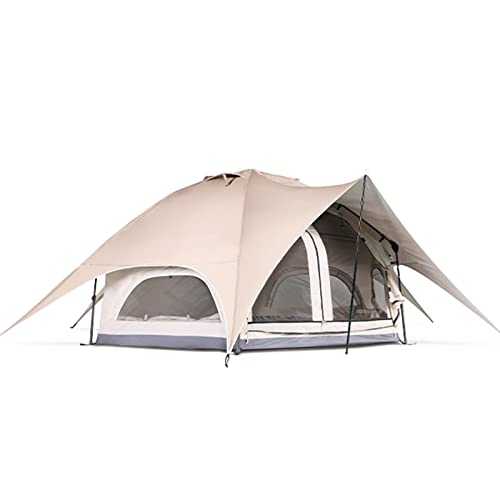 Tent Hexagonal W/Porch, Automatic Pop-Up Dome Tent, 6 Man Family Camping Backpacking Shelter W/Mesh Doors & Mesh Windows, Outdoor Waterproof 4 Seasons camping Yurt Tents