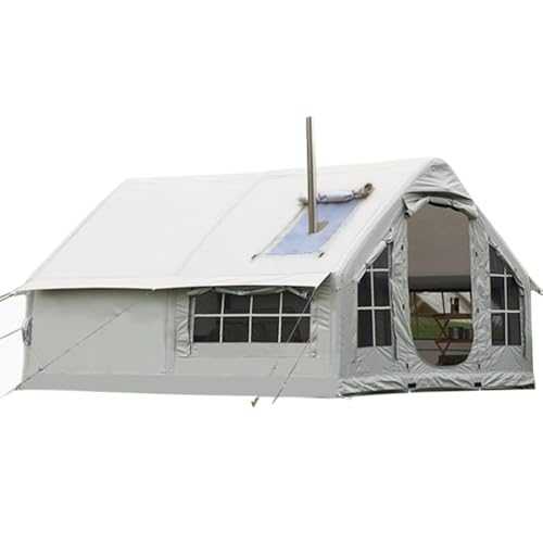 DONGSHUAI Inflatable Tents for Camping, 6 8 Man Air Tent with Pump | Blow Up Tent House, 4 Season Family Camping Tent with Stove Jack Hole, 3000Mm Waterproof Pop-Up Glamping Tents, Quick To Set Up