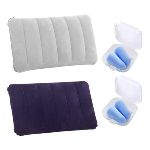 VBRHFRIF Pack Of 2 Inflatable Pillows, 2 Pairs Of Sleep Earplugs, Self-Inflating Pillow, Stomach Sleeping Pillow, Portable Sleeping Pillow For Travel And Camping, Sleeping Accessories