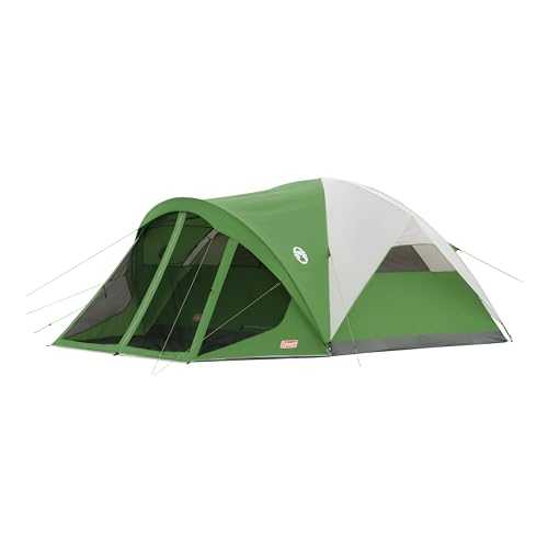 Coleman Evanston Tent with Screen Room, 6/8 Person Weatherproof Tent Sets Up in 15 Mins, Included Rainfly & Carry Bag, Made of PFAS-Free Materials