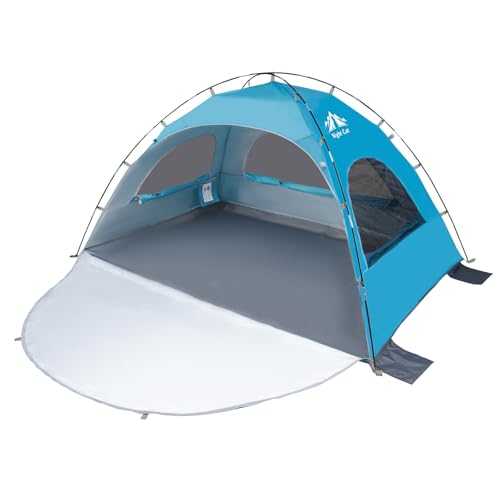 Night Cat Portable Beach Tent Camping Sun Shade for 2-4 Person UV Protection 3 Mesh Windows Breathable Tent Extended Floor Easy Install Outdoor