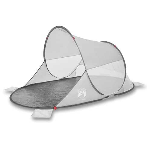 vidaXL Beach Tent Grey - Pop-up Waterproof Shelter, Portable & Stable Camp Cover, Polyester with PU Coating, 205x125x90 cm