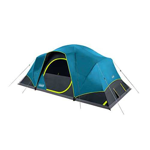 Coleman Skydome Dark Room Tent, 4/6/8/10 Person Family Tent Blocks 90% of Sunlight & Sets Up in 5 Minutes, Weatherproof Tent Offers 20% More Headroom