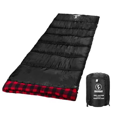 Cotton Flannel Sleeping Bags for Adults, XL 3-4 Seasons Waterproof Warm Envelope Sleeping Bag for Camping & Outdoor Adventures