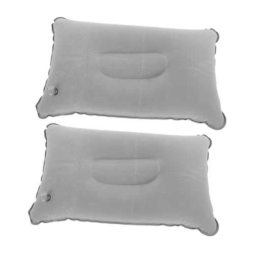 Toddmomy 2PCS Inflatable Camping Pillow Soft Travel Air Pillow for Neck and Lumbar Portable Outdoor Napping Cushion Ideal for Hiking Airplane Office Use Light Grey