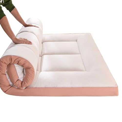 AWMYEZOU Skin Friendly Japanese Futon Mattress Floor Mattress, Roll Up Tatami Mat Guest Mattress Floor Bed Camping Mattress Foldable & Portable Floor Lounger Mattress Sleeping Pad (Color : WHITE, S