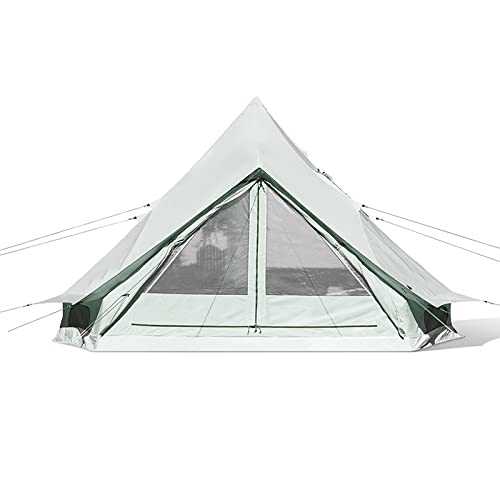 Outdoor Cotton Canvas Tent, Luxury Tents, Waterproof Large Tents with Sturdy Center & Door Pole and Space for 5~6 Person All 4 Season Camping Style Tent