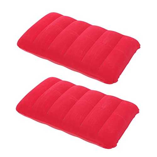 BESTonZON 2 Pcs PVC Flocking Inflatable Waist Cushion Multifunctional Travel Pillow for Camping Outdoor Nap Ergonomic Design for Comfort Red