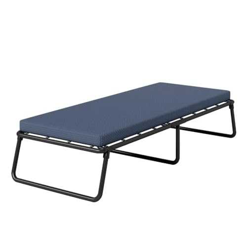 ROUZIHU Folding Guest Bed Cot with Mattress Outdoor Camping Folding Bed Lunch Convenient Folding BedTwin