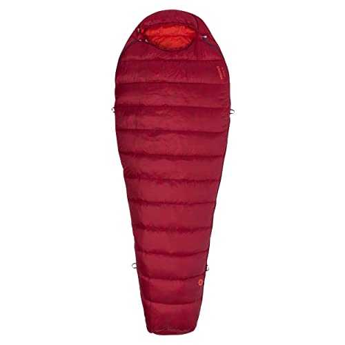 Marmot Micron 40, Down Mummy Sleeping Bag, 650 Duck Down Filling, Very Light and Warm Sleeping Bag, Sienna Red/Tomato, 183 cm