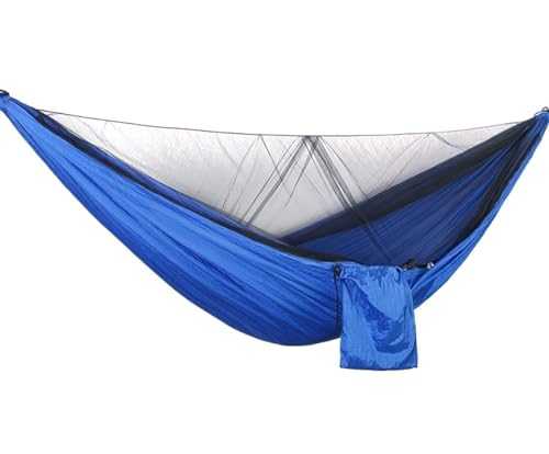 Swinging Hammock 290x140 Cm Camping Hammock With Net,Travel Portable Lightweight Hammocks With Tree Straps And Carabiners Travel Tree Hammocks (Color : Blue, Size : 290x140 cm)