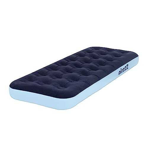 airzzZ Inflatable Flocked Airbed - Quick Inflation & Deflation Mattress - Lightweight Comfortable Perfect For Camping,Hiking, Caravan, Guest Bed - Waterproof Portable (Single)