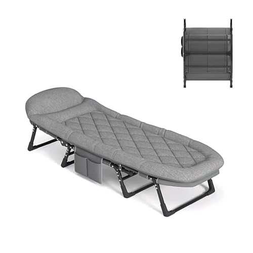 WXQZHF Folding bed Pull Out Bed with Mattress Six Adjustable Backrests Folding Camping Cot for Adults with 8 Legs and Load Capacity 250kg Perfect for Camping Pool Beach Patio(Gray F)