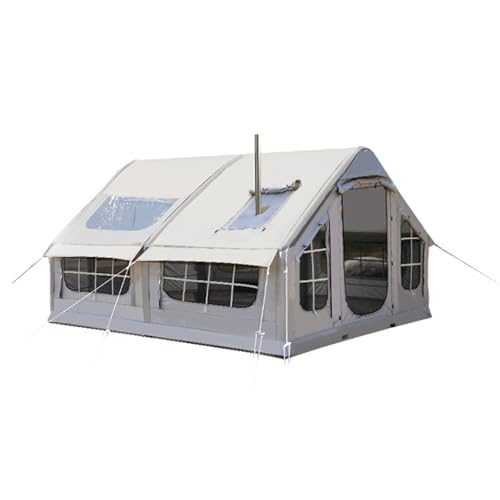 Inflatable Camping Tent, 6-8 Person Cabin Tent, Glamping Tents, Easy Setup Waterproof Outdoor Oxford Tents, Inflatable House Tent with Mesh Window (Gray1 pro, 385x260x200cm)