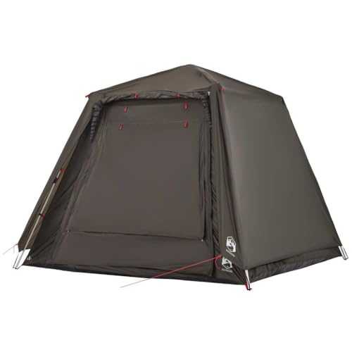 vidaXL 4-Person Fishing Tent - Waterproof Camping Shelter with Quick-Release Setup, UV Protection, E-Port, Brown Lightweight Design