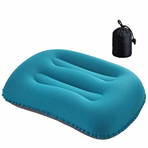 SUTAFOR Portable Foldable Beach Cushion Inflatable Camping Pillow Compact Ultralight Cushion for Travel, Outdoor Activities, Peacock Blue