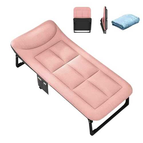 GAOXIONG Folding bed Foldable Bed with Mattress Portable Folding Bed 30mm Thicker Steel Tube and 6 Speed Adjustable Backrest Folding Bed for Sleeping 3 Fold Storage(Pinkss C)