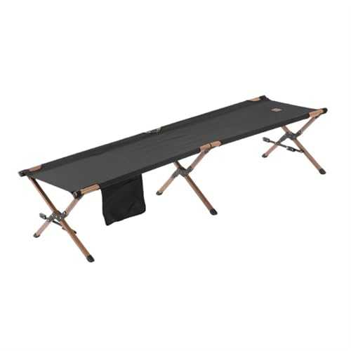 Portable Outdoor Folding Bed Field Camping Bed Aluminum Alloy Single Bed for Travel(Black)