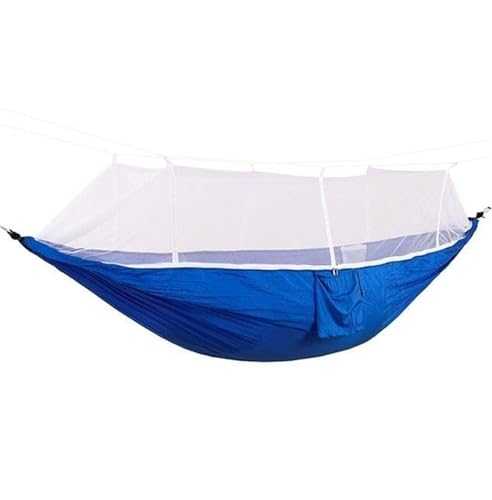 Swinging Hammock Hammock With Net, Double & Single Portable Outdoor Hammocks Parachute Lightweight Nylon With Tree Straps Travel Tree Hammocks (Color : Blue, Size : 102x55 in)