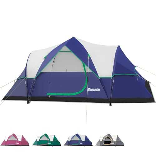 Mansader 6 Person Family Camping Tent, Pop Up Tent Waterproof Windproof with Top Rainfly, Easy Set Up Tent for Outdoor Camping Hiking Travel Blue