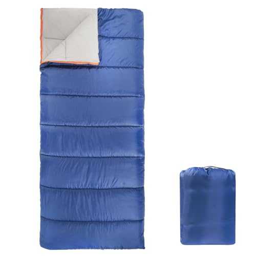 Amazon Basics Lightweight Sleeping Bag, 4 Season, for Cold and Warm Weather, Camping and Hiking, 190 x 83 cm, Blue