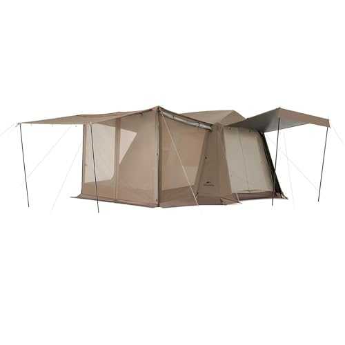 2025 Naturehike Village 2 Living Area 4 Modes of Camping Tent 4-6 Person with Canopy SunWall, Awning, UPF 11000+ UV Protection, Portable Family Cabin Pop Up Tent for Hiking, Beach and Travel