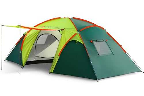 CANWAY Camping Tent for 4 People, Large Family Tent for 4 Men with Awning and Living Room, 2 Sleeping Cabins with Mosquito Nets, Waterproof Tunnel Tent with Standing Height