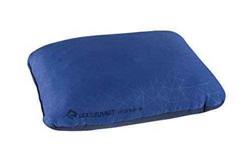 SEA TO SUMMIT - Foam Core Pillow R - Travel Pillow Just Like Home - Soft Fabric & Upcycled Foam - Lock System - Rolling Closure With Integrated Pocket - For Camping - 34 x 24 x 13cm - Navy Blue - 220g