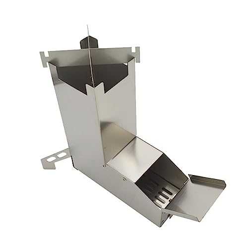 Camping Stove Stainless Steel L Type Rocket Stove Foldable Wood Stove Portable Camping Cookware Set for Outdoor Camping Hiking Backpacking BBQ