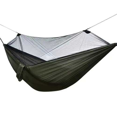 LISHAOHU Camping Hammocks,double Hammock,Army Green, Multifunctional Anti-mosquito, Easy To Carry, Suitable For Two People Camping And Camping Nylon Encryption Hammock