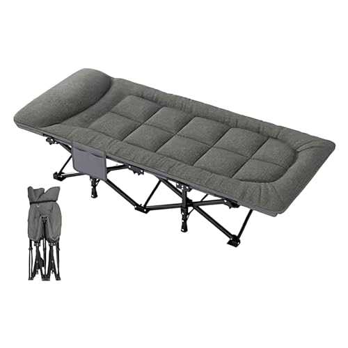 GAOXIONG Folding bed Foldable Bed with Mattress for Adults Portable Rollaway Guest Bed Cot Size Foldable Bed with Convenient Storage Bag and 3D Headrest Load Capacity 250kg(Color:Gray A)