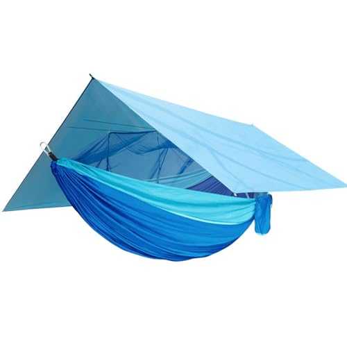 LISHAOHU Tent Tarps,wild Camping,Portable Camping Hammock Kit, Single And Double Hammock, Mosquito Net, Insect Net, Rain Fly, High Strength Parachute Cloth Hammock(Sapphire blue.)