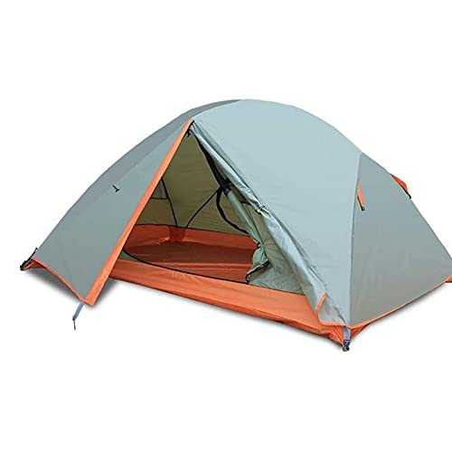 Camping Tent 3-person Double-layer Aluminum Pole Backpack Tent Waterproof Two Doors Easy Setup Tent For Outdoor, Hiking Mountaineering Travel Tents, 210 * 210 * 115cm/82.6×82.6×45.2 Inch