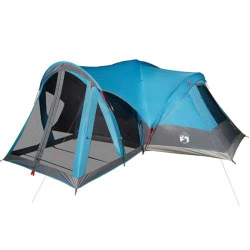 vidaXL Tipi Family Tent for 8-Person - Blue, Waterproof, Easy Setup with Flexible Poles & E-Port, Spacious with Carry Bag