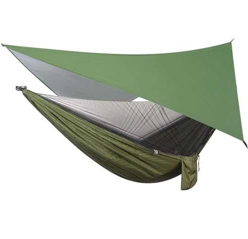Swinging Hammock Hammock Camping With Rain Fly Tarp And Net, Portable Camping Hammock Outdoor Backpacking Travel Travel Tree Hammocks