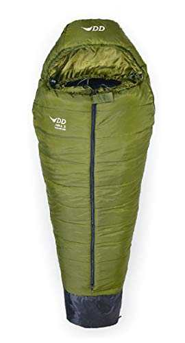 DD Hammocks - Jura 2 Sleeping Bag Olive Green: Warm 3-4 Season Sleeping Bag -5 Degrees Celsius with Waterproof Footbox for Hammock Tarp and Tent Camping