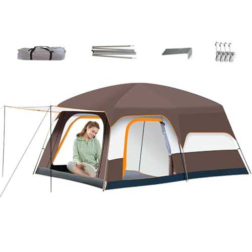 Camping Tent, Family Cabin Multi-Room Shelter, Windproof Spacious Outdoor House for Backpacking Picnic Backyard Beach Hiking Travel Trekking Trail Exploration Mountain Climbing