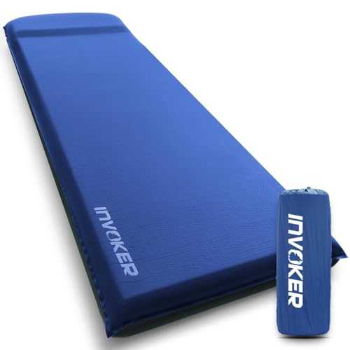 Camping Sleeping Mat - 8 cm UltraThick Elastic Sponge Self-Inflating Camping Mat with Pillow Quick Inflation in 25s for Backpacking Travel and Hiking Air Mattress - Lightweight Camp Sleep Pad - Blue