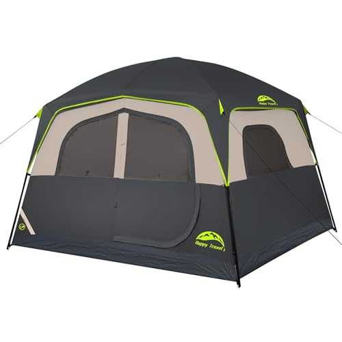 Tent 6 Person Tents for Camping, Waterproof Easy Setup Camping Tent with Rainfly, Portable Large Family Cabin Tent with 5 Large Mesh Windows and Carry Bag for Outdoor Camping & Hiking